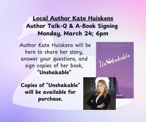 Local Author Kate Huiskens: Author Talk-Q&A-Book Signing